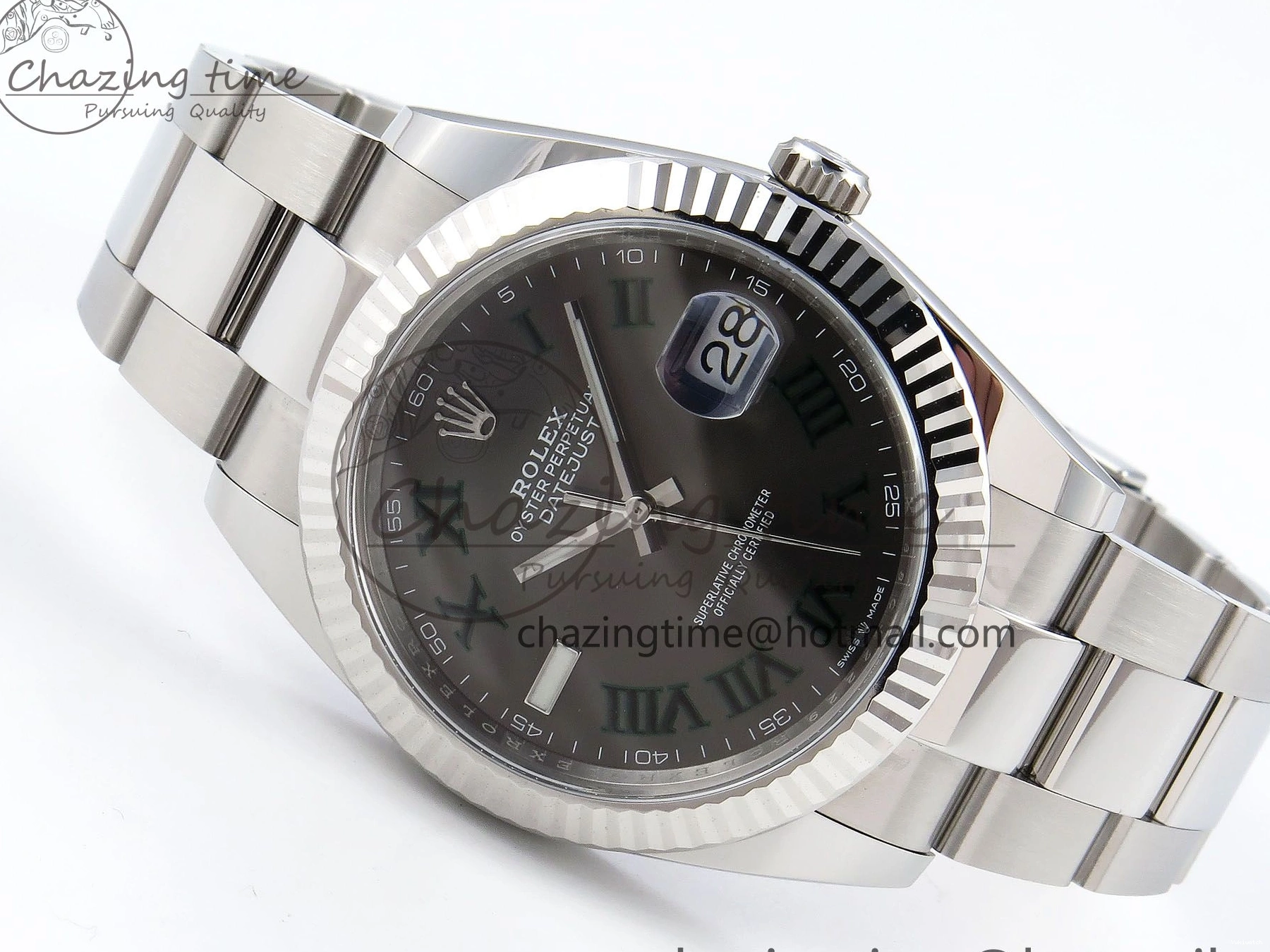 Best Edition Steel Dial Oyster Green Gray VR3235 on 126334 DateJust Roman C+F 41 Bracelet 904L SS 1:1 0223